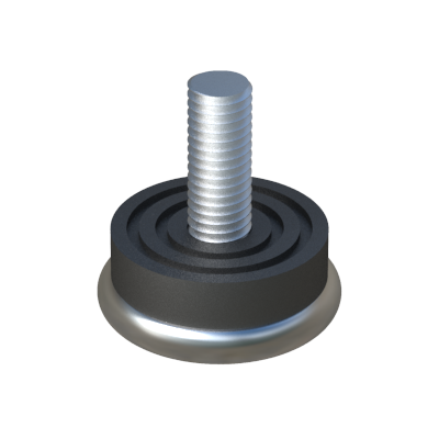 Stopka regulowana AKAAH wyposażona jest w podstawę wykonaną ze stali chromowanej lub stali stainless A2 (SS). Polimerowy izolator wykonany jest z PVC a gwint metryczny ze stali cynkowanej (ZCS.)