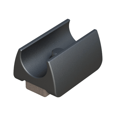 Nasza stopka siodełkowa do rur okrągłych ma centralnie umieszczony kołek, który zapobiega rotacji i przemieszczaniu.