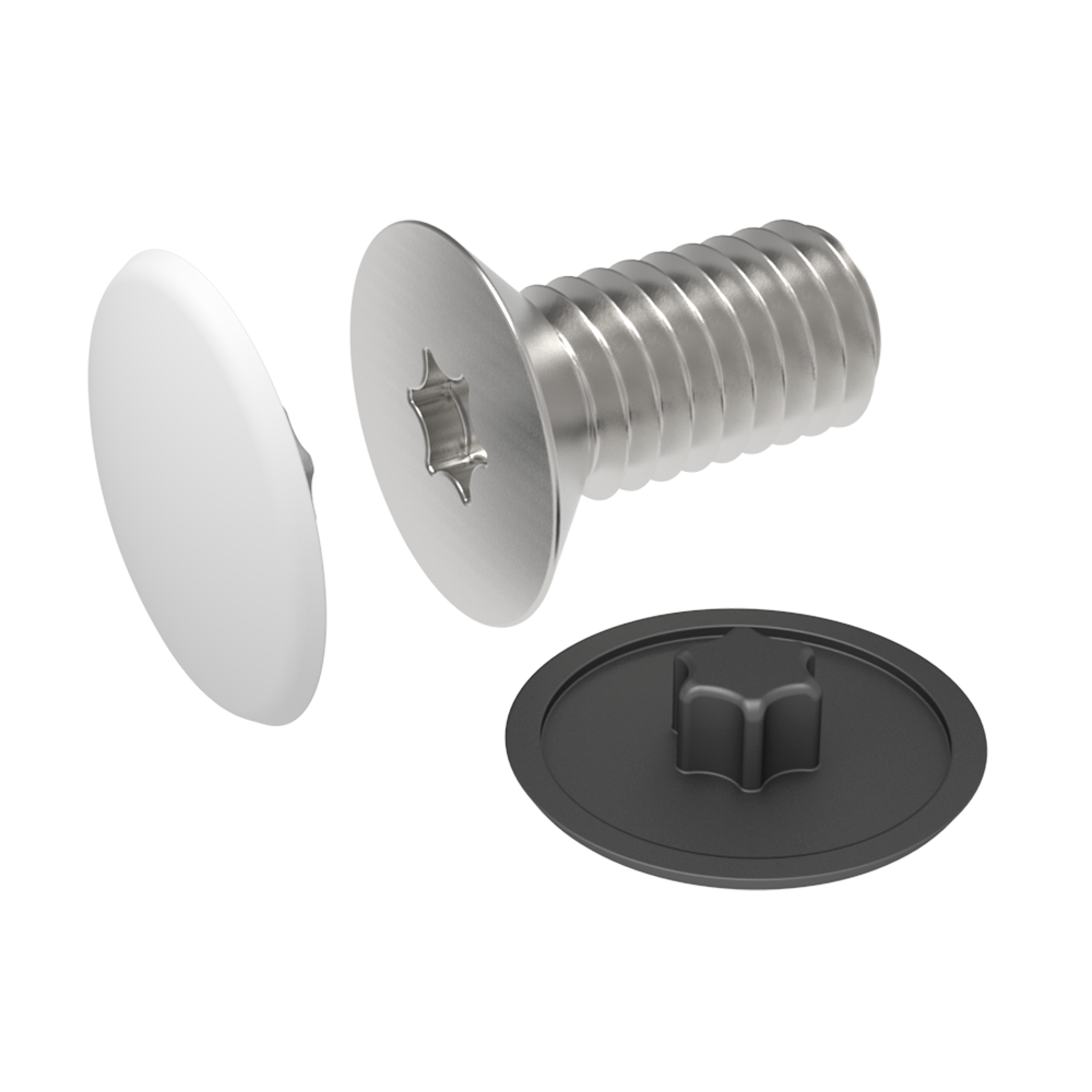 Nasza nakładka została zaprojektowana do użycia wraz ze śrubą torx. <br>The complete LBT range is offered with the possibility of submitting the pieces to a plastic metallization process that gives them a <b>shiny metallic finish</b>. In the same way, the manufacture in RAL colors can also be requested on demand and minimum order. Consult the conditions to our commercial department.