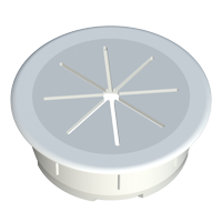 Our cable organizer is fitting for 60mm / 80mm diameter drill and suitable for tables, wood paneling, cabinets, screens, etc. The grommets include 2 pieces that are assembled after the injection. The ring is made of ABS and the inside grommet is made of TPE, thus providing resistance for assembly and flexibility inside (rubbery touch).